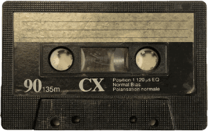 Black scotch CX cassette tape - cutout and labelled