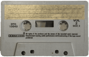 Light grey cassette tape - cutout and labelled