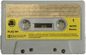 Yellow cassette tape - cutout and labelled