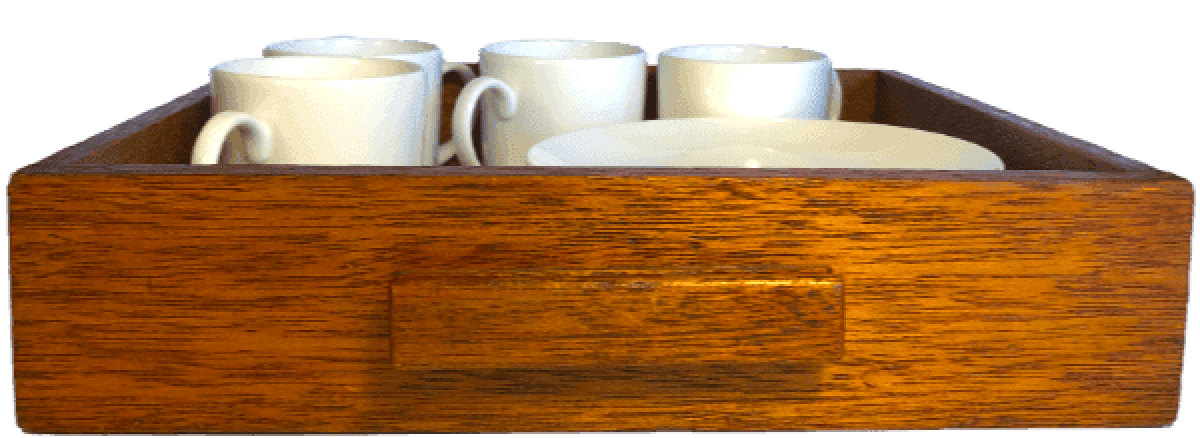 Drawer filled with cups and saucers