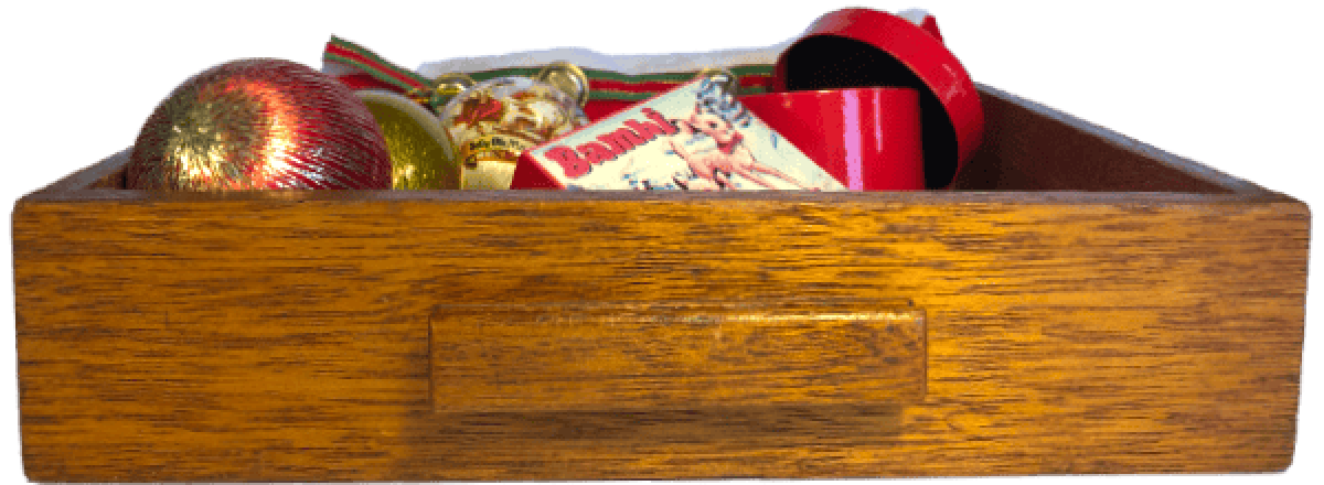 Drawer filled with xmas items