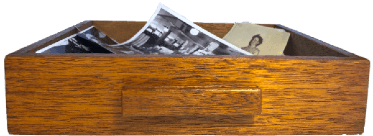 Drawer filled with old photographs